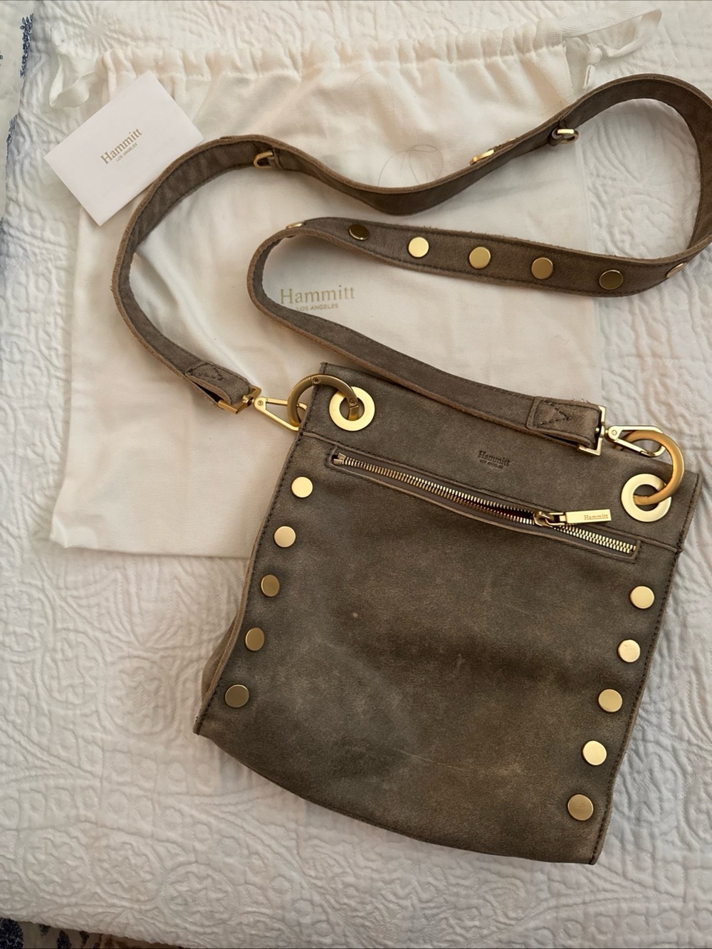 Hammitt Taupe Crossbody/Shoulder Bag with Gold Hardware